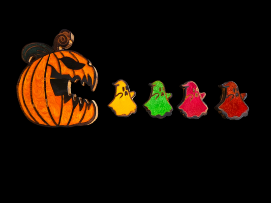 Pumpkin Pac-Man and ghosts